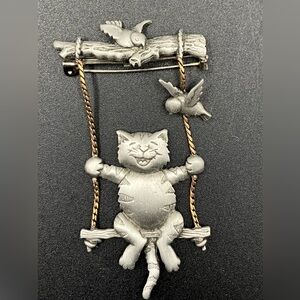 J J Jonette Cat in a Swing